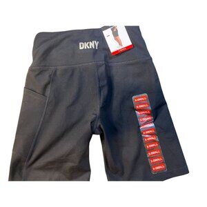 DKNY Womens Black High-Waist Activewear Biker Shorts With Side Pockets X-Small